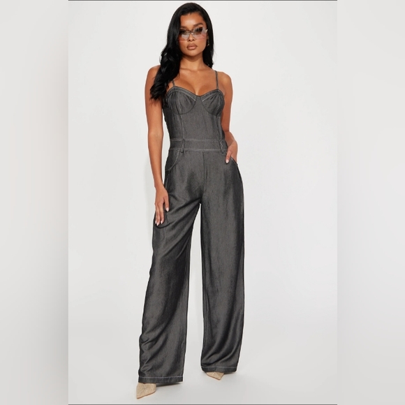 NYC Living Denim Jumpsuit| Various Sizes| Dark Wash - Picture 1 of 11